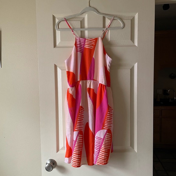 Crosby by Mollie Burch Caribbean Elle Mini Dress Pink Orange Print Sleeveless - Picture 1 of 8